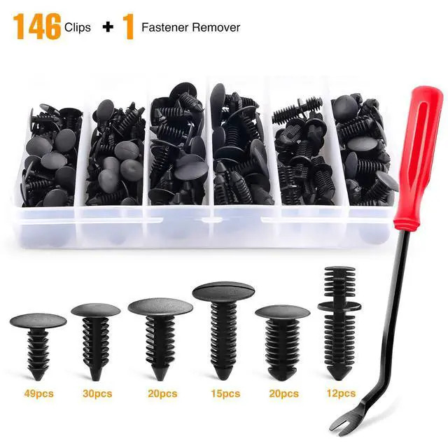 Alt view image 2 of 7 - 146PCS Nylon Bumper Shield Retainer & Double End Xmas Tree Retainers Clips Universal Auto Body Shield Retainer Fastener Clip Assortment- Bonus Fastener Remover
