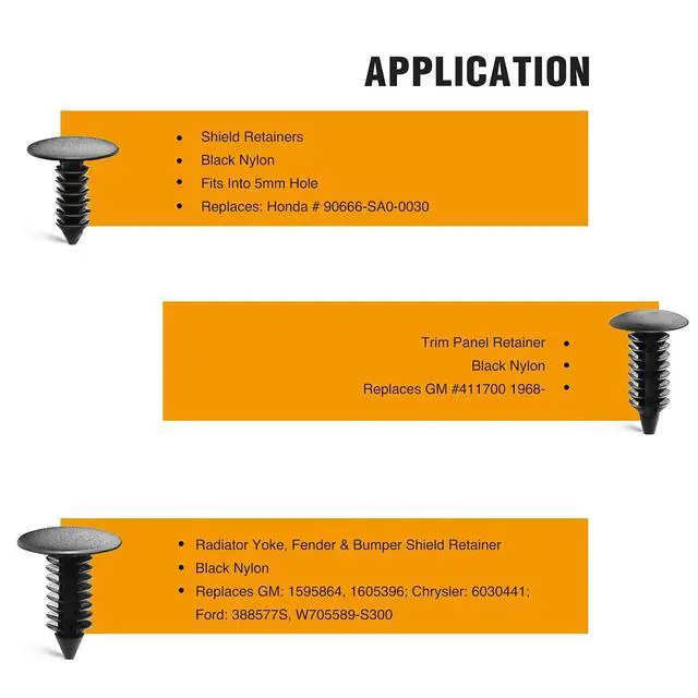 Alt view image 7 of 7 - 146PCS Nylon Bumper Shield Retainer & Double End Xmas Tree Retainers Clips Universal Auto Body Shield Retainer Fastener Clip Assortment- Bonus Fastener Remover