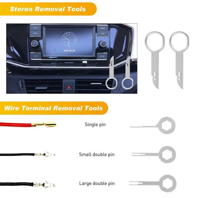 Alt view image 6 of 7 - 19Pcs Trim Removal Tool Set Panel Fastener Clips Removal Automotive Plastic Upholstery Pliers Removal Install Removal Car Tool with Storage Bag for Trim Panel Audio Clip Pliers Terminal-Green