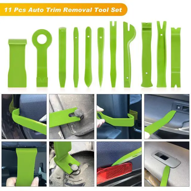 Alt view image 3 of 7 - 19Pcs Trim Removal Tool Set Panel Fastener Clips Removal Automotive Plastic Upholstery Pliers Removal Install Removal Car Tool with Storage Bag for Trim Panel Audio Clip Pliers Terminal-Green