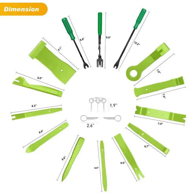 Alt view image 2 of 7 - 19Pcs Trim Removal Tool Set Panel Fastener Clips Removal Automotive Plastic Upholstery Pliers Removal Install Removal Car Tool with Storage Bag for Trim Panel Audio Clip Pliers Terminal-Green