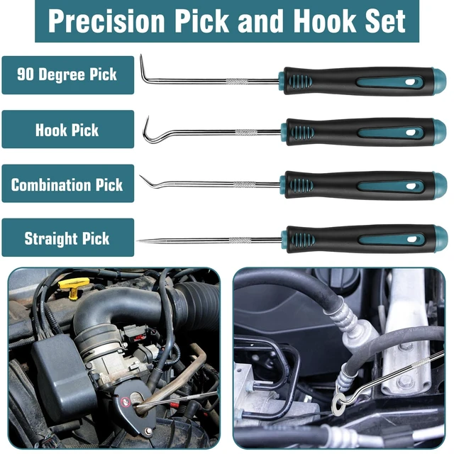 Alt view image 3 of 7 - 9 Pcs Auto Trim Removal Tool Kit - Plastic Pry Tool for Door Panel Dashboard Clip Remover, Fasteners Remover, Car Trim Removal Tool Kit with Precision Hook and Pick Set for Automotive