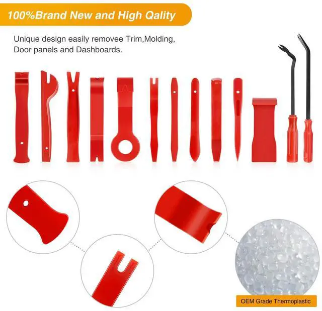 Alt view image 4 of 7 - Nylon Bumper Fastener Rivet Clips Car Clip Panel Audio Video Dashboard Dismantle Kits Installer Removal Tool (13PCS Trim Removal Tool Set)