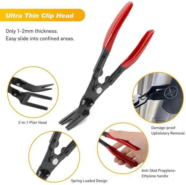 Alt view image 5 of 7 - 19Pcs Trim Removal Tool Set Panel Fastener Clips Removal Automotive Plastic Upholstery Pliers Removal Install Removal Car Tool with Storage Bag for Trim Panel Audio Clip Pliers Terminal