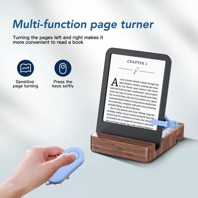 Alt view image 3 of 7 - Remote Control Page Turner for Kindle Paperwhite Oasis Kobo eReaders,Kindle Clicker Page Turner Accessories for iPhone,iPad, Android Tablets Reading Novels,Video Record&Shutter Selfie (Blue)