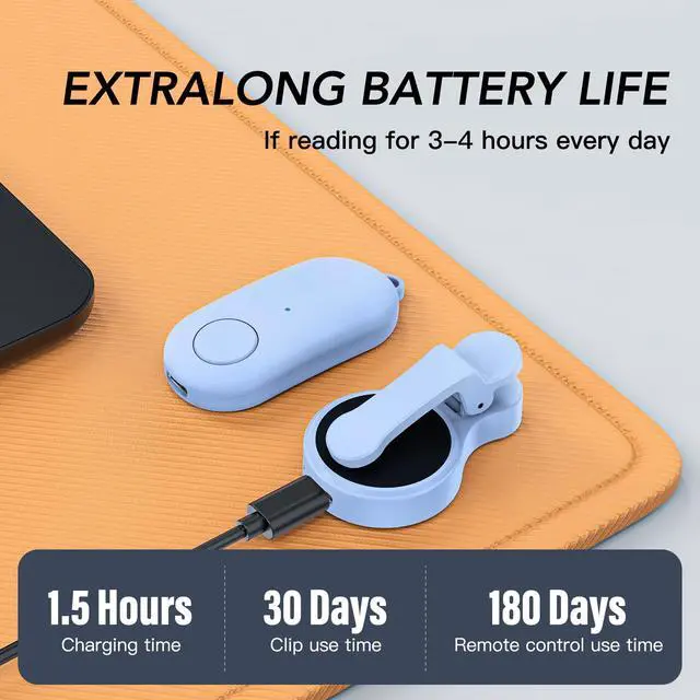 Alt view image 5 of 7 - Remote Control Page Turner for Kindle Paperwhite Oasis Kobo eReaders,Kindle Clicker Page Turner Accessories for iPhone,iPad, Android Tablets Reading Novels,Video Record&Shutter Selfie (Blue)