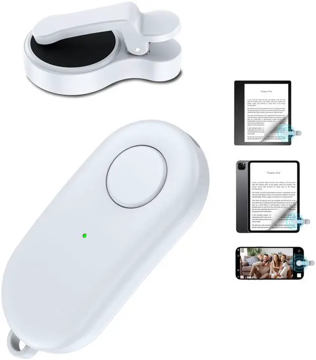 Main image of Remote Control Page Turner for Kindle Paperwhite Oasis Kobo eReaders,Kindle Clicker Page Turner Accessories for iPhone,iPad, Android Tablets Reading Novels,Video Record&Shutter Selfie (Light White)