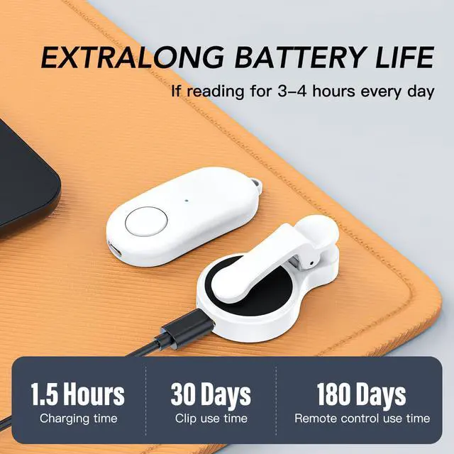 Alt view image 4 of 7 - Remote Control Page Turner for Kindle Paperwhite Oasis Kobo eReaders,Kindle Clicker Page Turner Accessories for iPhone,iPad, Android Tablets Reading Novels,Video Record&Shutter Selfie (Light White)