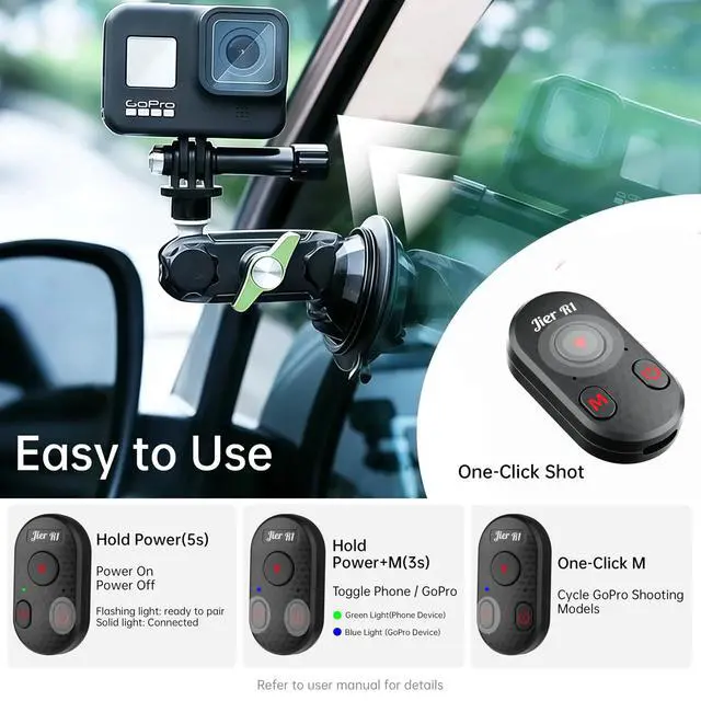 Alt view image 5 of 7 - Bluetooth Camera Remote Control for iPhone & GoPro 65ft Range, Instant Pairing, No App | Type-C Rechargeable Shutter Remote for Selfies & Vlogging, Compatible with iPhone 12-17, GoPro 8-13, Android