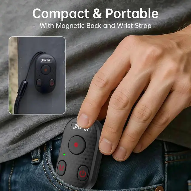 Alt view image 6 of 7 - Bluetooth Camera Remote Control for iPhone & GoPro 65ft Range, Instant Pairing, No App | Type-C Rechargeable Shutter Remote for Selfies & Vlogging, Compatible with iPhone 12-17, GoPro 8-13, Android