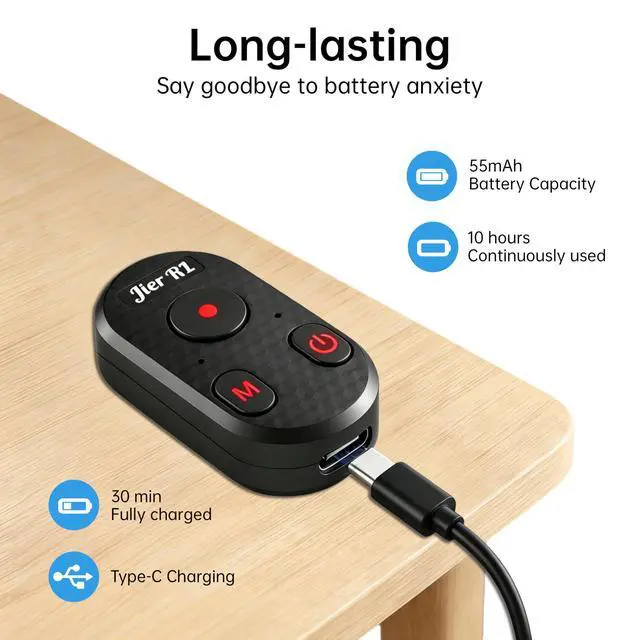 Alt view image 4 of 7 - Bluetooth Camera Remote Control for iPhone & GoPro 65ft Range, Instant Pairing, No App | Type-C Rechargeable Shutter Remote for Selfies & Vlogging, Compatible with iPhone 12-17, GoPro 8-13, Android