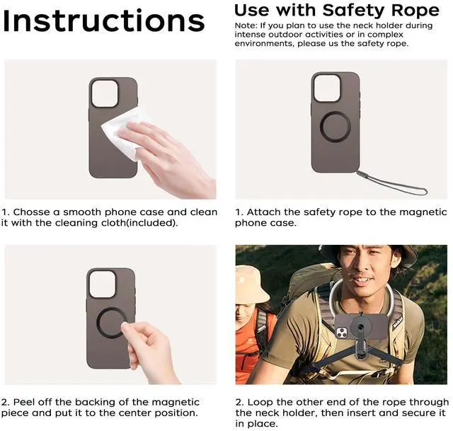 Alt view image 4 of 7 - Magnetic Neck Mount for Phones, POV Phone Holder Hand Free Chest Stand Video Recording Vlog for iPhone 17 16 15 14 13 Android Phones
