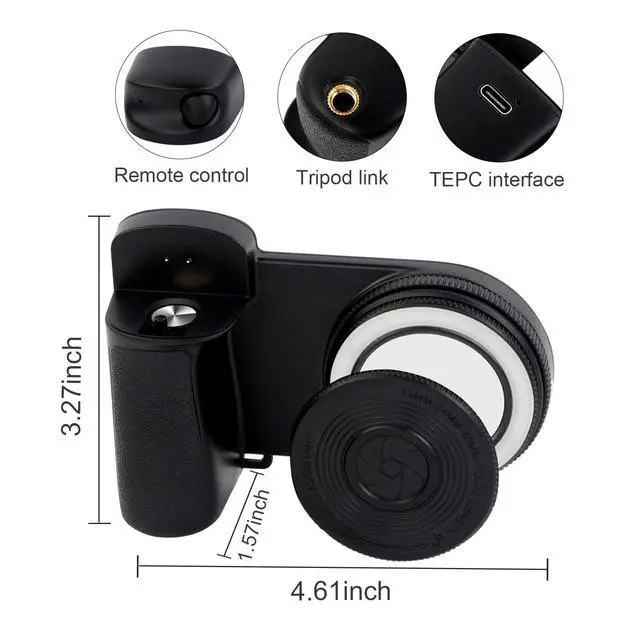 Alt view image 6 of 7 - Magnetic Phone Camera Grip with Selfie Fill Light, Smartphone Shooting Holder Selfie Handle Snap with Shutter Button Remote for iPhone 16 15 14 13 12 Pro Max Android Cellphone Vlog Video Photography