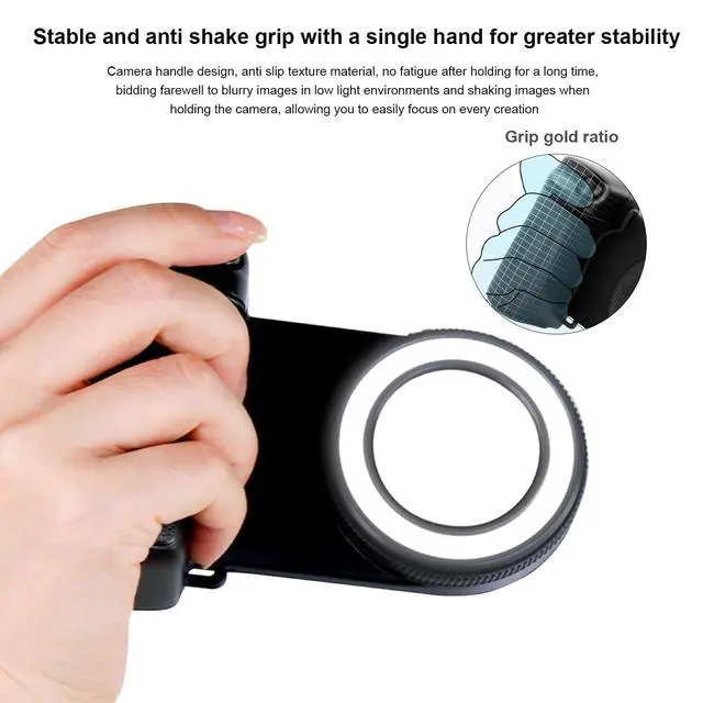 Alt view image 5 of 7 - Magnetic Phone Camera Grip with Selfie Fill Light, Smartphone Shooting Holder Selfie Handle Snap with Shutter Button Remote for iPhone 16 15 14 13 12 Pro Max Android Cellphone Vlog Video Photography