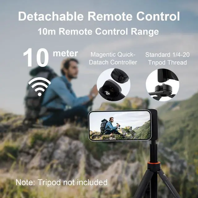 Alt view image 7 of 7 - Magnetic Phone Camera Grip with Selfie Fill Light, Smartphone Shooting Holder Selfie Handle Snap with Shutter Button Remote for iPhone 16 15 14 13 12 Pro Max Android Cellphone Vlog Video Photography