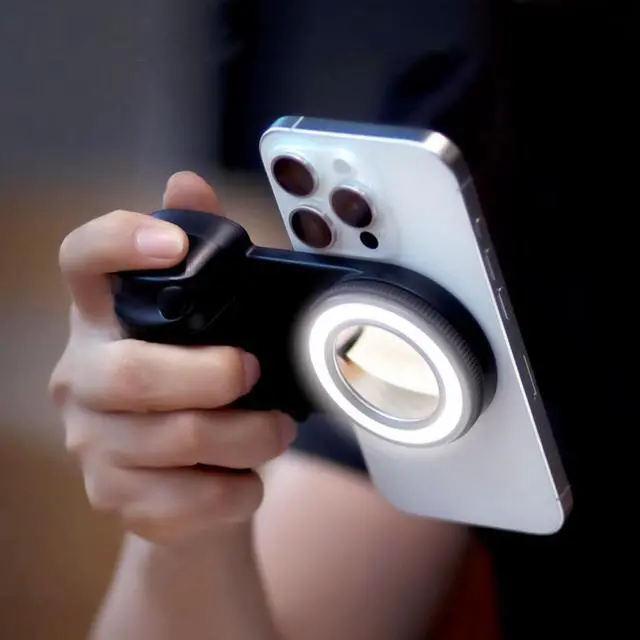Main image of Magnetic Selfie Ring Light, Snap Grip with Detachable Bluetooth Remote Control for iPhone, Rechargeable LED Fill Light, Smartphone Camera Handle, Photo Shooting Acccessories Compatible with Magsafe