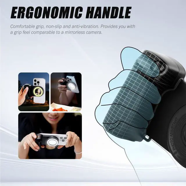 Alt view image 4 of 6 - Magnetic Selfie Ring Light, Snap Grip with Detachable Bluetooth Remote Control for iPhone, Rechargeable LED Fill Light, Smartphone Camera Handle, Photo Shooting Acccessories Compatible with Magsafe