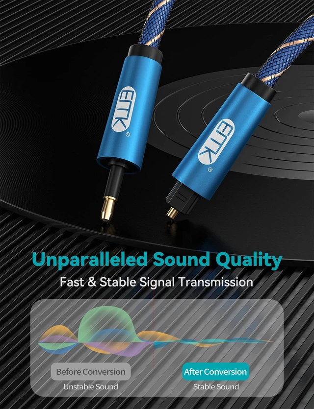 Alt view image 5 of 7 - EMK 26ft/8m Toslink to Mini Toslink Digital Optical Audio Cable - Fiber Optic, S/PDIF, Home Theater, Sound Bar, TV, PS4, Xbox, MacBook Compatible