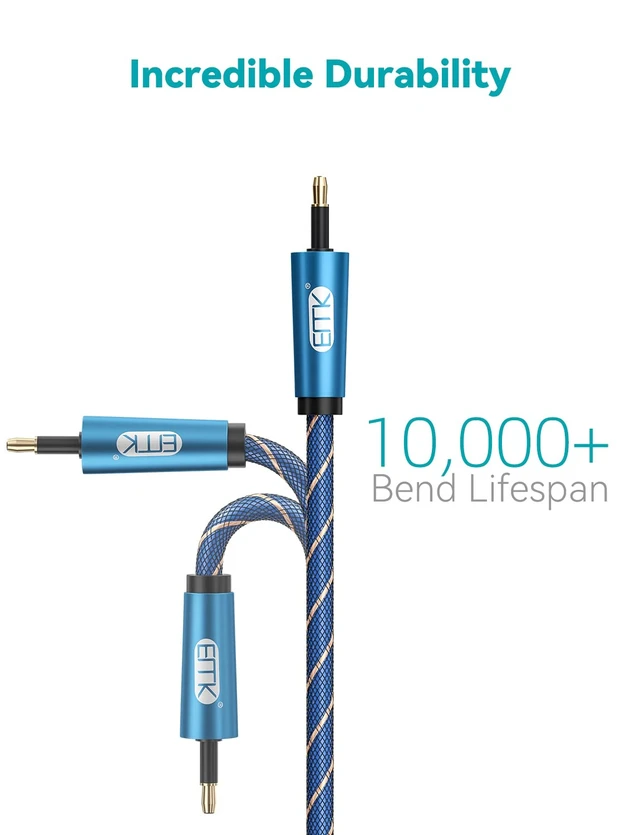 Alt view image 7 of 7 - EMK 26ft/8m Toslink to Mini Toslink Digital Optical Audio Cable - Fiber Optic, S/PDIF, Home Theater, Sound Bar, TV, PS4, Xbox, MacBook Compatible