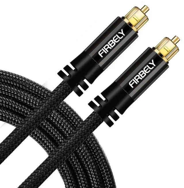 Main image of Digital Toslink Cable Optical Audio Cable-S/PDIF Fiber Optic with Metal Connectors Braided Jacket Black Cable for Sound Bar/TV Speakers 1.5 feet