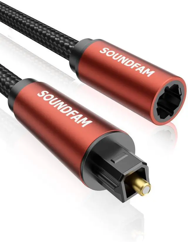 Main image of Optical Extension Cable 6 Foot, TOSLINK Male to Female Cable for Home Theater Soundbar TV - Red