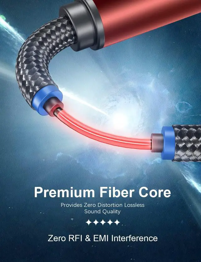 Alt view image 5 of 7 - Optical Extension Cable 6 Foot, TOSLINK Male to Female Cable for Home Theater Soundbar TV - Red