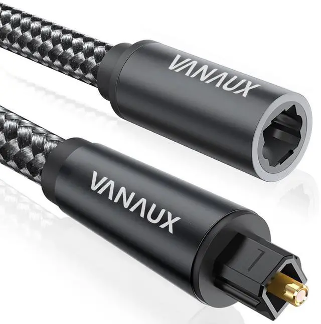 Main image of Optical Extension Cable Digital Toslink Male to Female S/PDIF Cords Compatible with Home Theater, Sound Bar, TV, PS4, Xbox, PlayStation & More - Black (3.3ft/1m)
