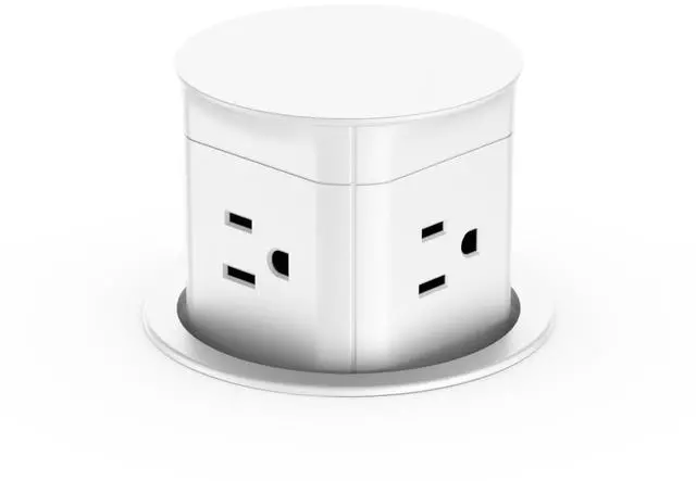 Main image of Pop Up Outlet for Countertop, Flush Mount Tamper Resistant Space Saver Recessed 1875W Grommet,4 Outlets,15Amp Receptacle,ETL Listed,3.15inch Hole,White
