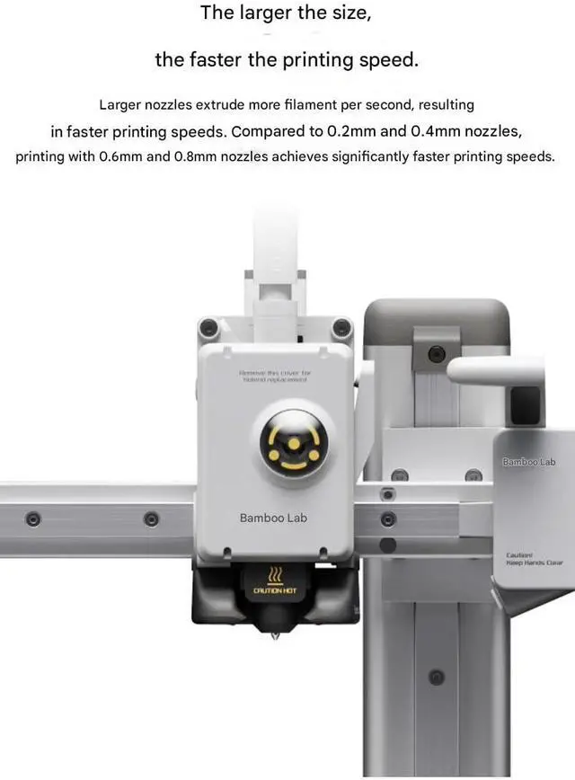 Alt view image 4 of 6 - Bamboo A1 Mini/A1 3D Printer 0.4 Nozzle Kit,Hotend Print Head Hot End Kit Upgrade High-Temperature 0.4MM Hardened Steel Nozzles Replacement for Bambu Lab 3D Printer Accessories (1pcs)