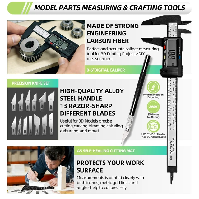Alt view image 4 of 7 - 76pcs 3D Printer Tools Kit with Bag, 3D Printer Accessories includes Digital Caliper, Hygrometer, PTFE Tube Kit, Deburring Tool, Scrapers, Nozzle Cleaning, for Bambu Lab, Ender 3, FDM/SLA Printers etc
