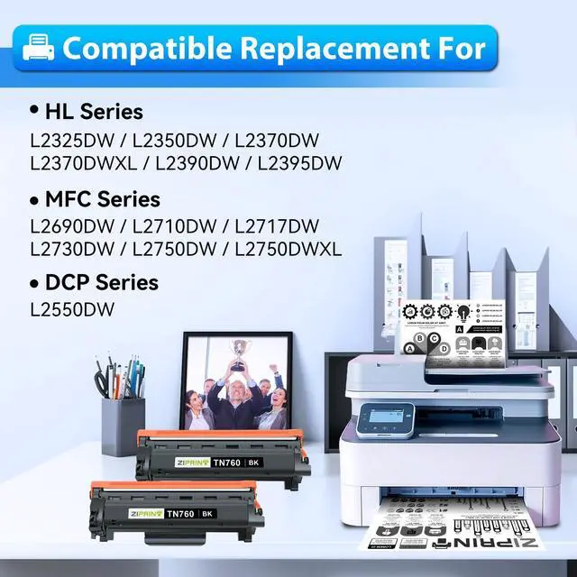 Alt view image 2 of 7 - TN760 Toner Cartridges Compatible Replacement for Brother TN760 TN730 TN-730 High Yield for MFC-L2710DW MFC-L2750DW DCP-L2550DW HL-L2350DW HL-L2395DW HL-L2370DW (Black, 2 Pack)