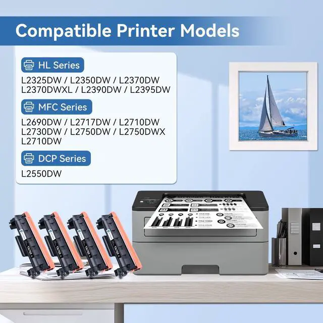 Alt view image 2 of 7 - Compatible Toner Cartridge Replacement for Brother TN760 TN-760 TN730/760 TN-730 High Yield MFC-L2690DW 2717DW MFC-L2750DW HL-L2350DW MFC-L2710DW HL-L2395DW Printer Black, 4Pack
