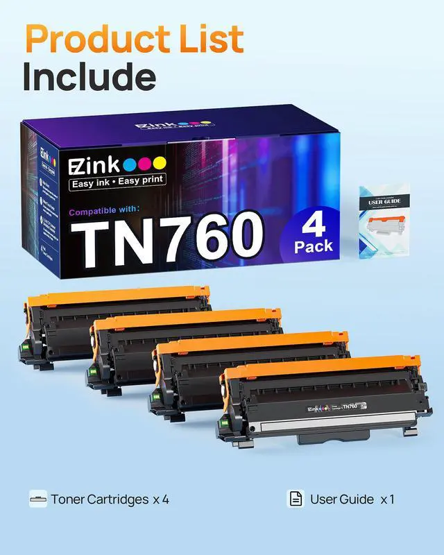 Alt view image 4 of 7 - TN760 Toner for Brother Printer Compatible for Brother TN-760 TN730 TN-730 Toner Cartridges to Use with MFC-L2710DW MFC-L2750DW HL-L2350DW HL-L2370DW HL-L2395DW L2390DW DCP-L2550DW (4 Black)