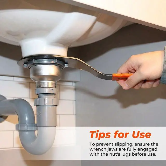 Alt view image 2 of 6 - Universal Sink Drain Wrench,Open Design Facilitates for Easy Use,for Loosening and Tightening 4, 6, and 8 Tab Locknuts on Strainer Drains