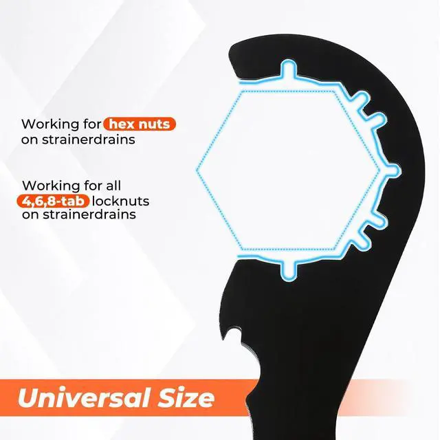 Alt view image 4 of 6 - Universal Sink Drain Wrench,Open Design Facilitates for Easy Use,for Loosening and Tightening 4, 6, and 8 Tab Locknuts on Strainer Drains