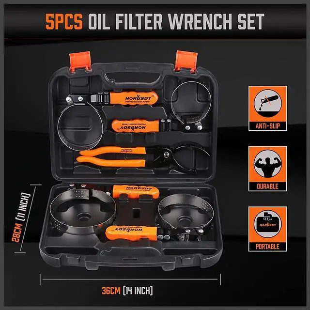 Alt view image 2 of 7 - 5-Piece Standard Swivel Oil Filter Wrench, 2-3/4" - 5-1/4"(68.85-133.35mm) Ajustable Car Oil Filter Removal Tool, Durable & Easy Operation