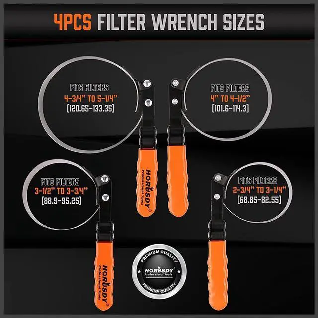 Alt view image 3 of 7 - 5-Piece Standard Swivel Oil Filter Wrench, 2-3/4" - 5-1/4"(68.85-133.35mm) Ajustable Car Oil Filter Removal Tool, Durable & Easy Operation