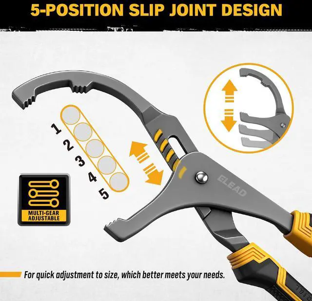 Alt view image 3 of 7 - Adjustable Oil Filter Wrench Set - 9" & 12" Pliers for Cars, Trucks, Motorcycles - Durable Carbon Steel, Ergonomic Grip, Easy Access Design
