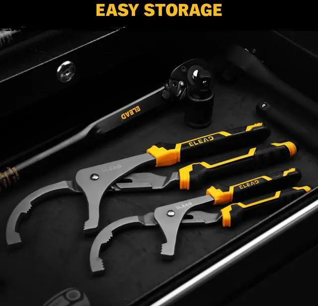 Alt view image 7 of 7 - Adjustable Oil Filter Wrench Set - 9" & 12" Pliers for Cars, Trucks, Motorcycles - Durable Carbon Steel, Ergonomic Grip, Easy Access Design