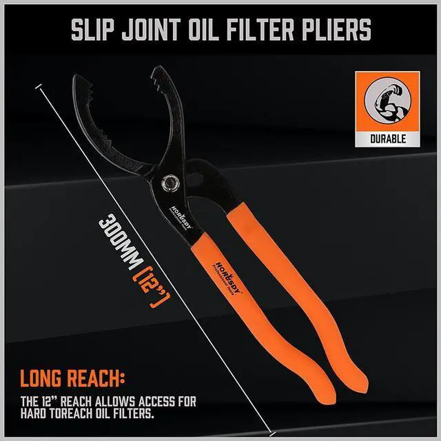 Alt view image 2 of 7 - 12" Adjustable Oil Filter Pliers, Adjustable Oil Filter Wrench Removal Tool (Orange)