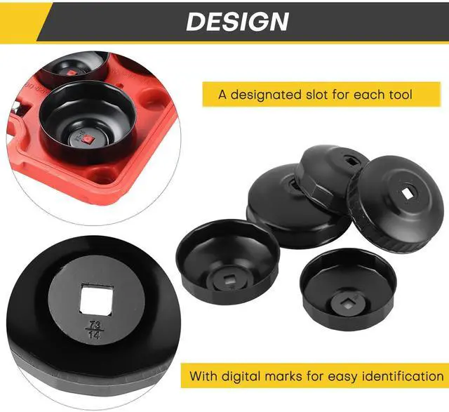 Alt view image 5 of 6 - 15PCS Oil Filter Cap Wrench Tool | Universal Oil Filter Socket Wrench Set 3/8 inch Drive
