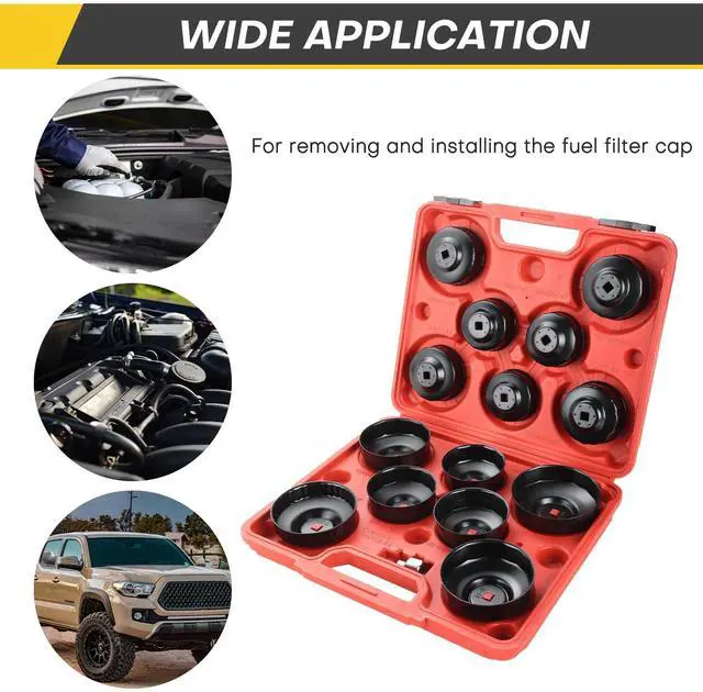 Alt view image 6 of 6 - 15PCS Oil Filter Cap Wrench Tool | Universal Oil Filter Socket Wrench Set 3/8 inch Drive