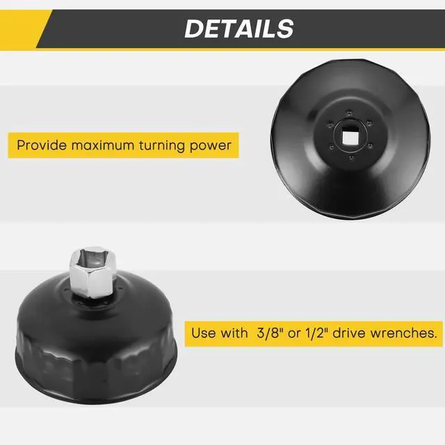 Alt view image 4 of 6 - 15PCS Oil Filter Cap Wrench Tool | Universal Oil Filter Socket Wrench Set 3/8 inch Drive