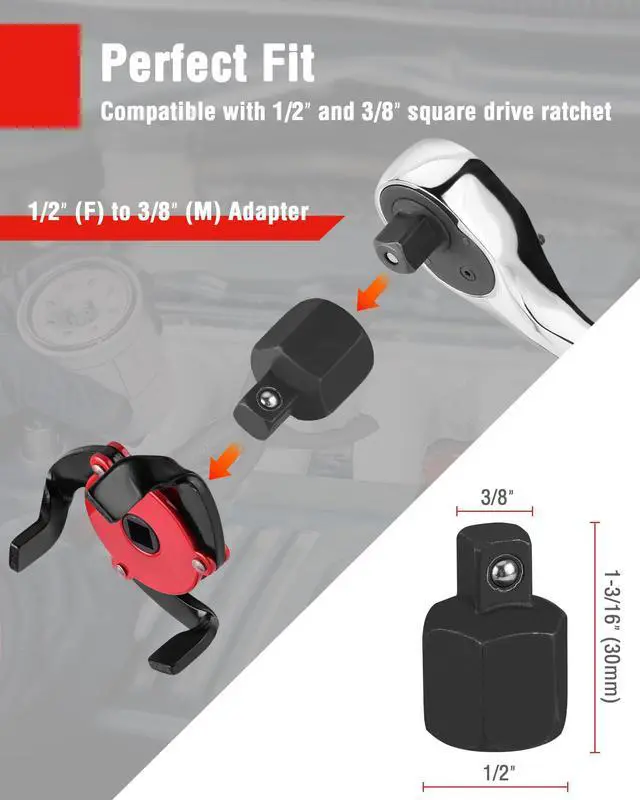 Alt view image 6 of 7 - 2-Piece Oil Filter Wrench Set, 12 Adjustable Oil Filter Plier & 3-Jaw Universal Oil Filter Removal Tool, for Easy Oil Changes, Ideal for Car, Motorcycle, Truck Maintenance & Home Garage Use