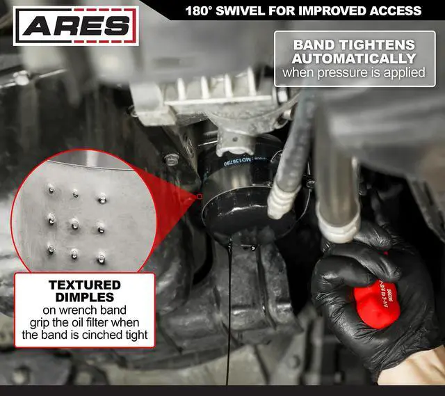 Alt view image 5 of 7 - 56065-4-Piece Swivel Oil Filter Wrench Set with Storage Pouch - Wrenches Cover 2 3/4-Inch to 5 1/4-Inch (70mm to 133mm) Diameter Filters - 180-Degree Swivel - Automatically Tightens on Filter