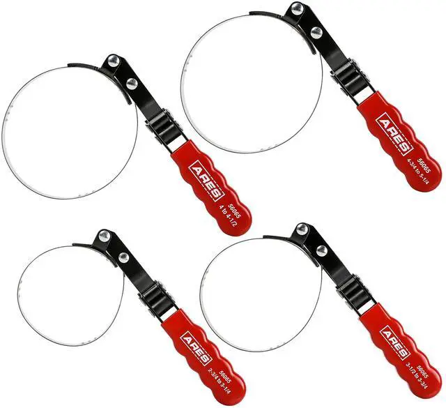 Alt view image 7 of 7 - 56065-4-Piece Swivel Oil Filter Wrench Set with Storage Pouch - Wrenches Cover 2 3/4-Inch to 5 1/4-Inch (70mm to 133mm) Diameter Filters - 180-Degree Swivel - Automatically Tightens on Filter