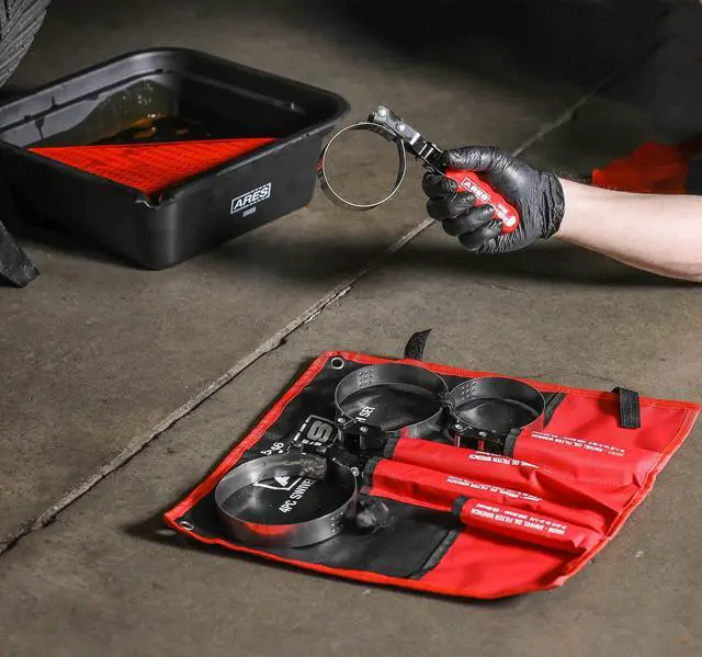 Alt view image 6 of 7 - 56065-4-Piece Swivel Oil Filter Wrench Set with Storage Pouch - Wrenches Cover 2 3/4-Inch to 5 1/4-Inch (70mm to 133mm) Diameter Filters - 180-Degree Swivel - Automatically Tightens on Filter