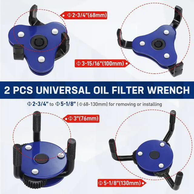 Alt view image 2 of 6 - Universal Oil Filter Wrench Adjustable (68-130mm), Oil Filter Removal Tool, Oil Filter Change Set, Ideal for Engine Filters, Conduit, & Fittings