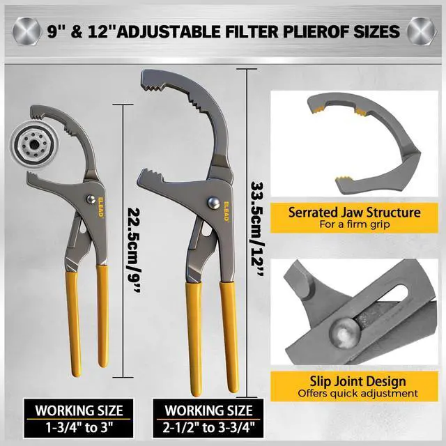 Alt view image 4 of 7 - 9-Piece Ultimate Oil Filter Wrench Set - Professional Oil Filter Removal Tool, Swivel Head Oil Filter Wrenches, Adjustable Oil Filter Remover Pliers, Universal Oil Filter Wrench and Valve Lapper