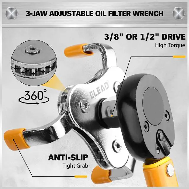 Alt view image 6 of 7 - 9-Piece Ultimate Oil Filter Wrench Set - Professional Oil Filter Removal Tool, Swivel Head Oil Filter Wrenches, Adjustable Oil Filter Remover Pliers, Universal Oil Filter Wrench and Valve Lapper